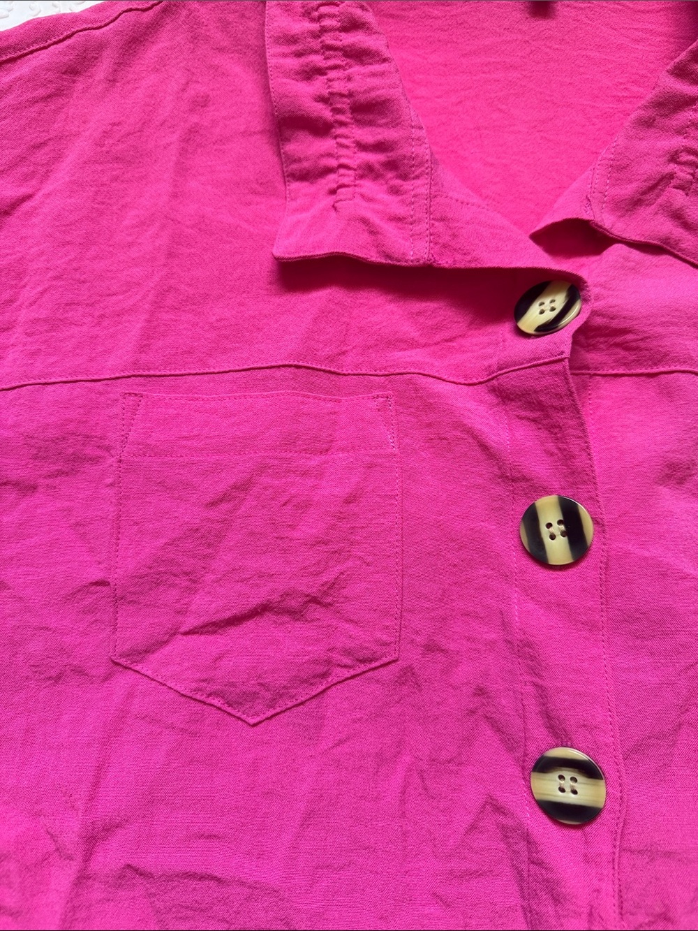 John Mark Fuchsia Button-Front Short Sleeve Shirt - Picture 3 of 10